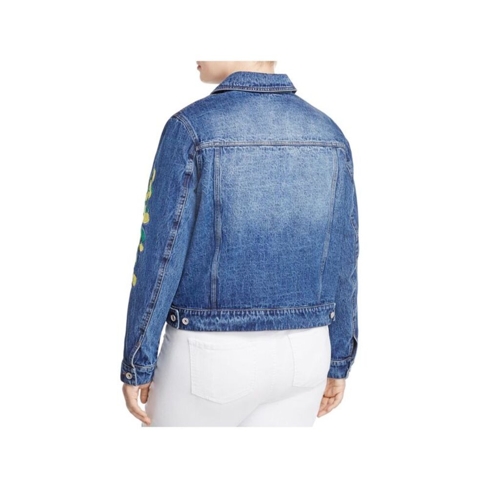 BAGATELLE Womens Blue Pocketed Cuffed Sleeve Collared Denim Jacket Plus 1X - Picture 2 of 2